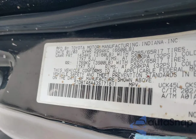 5TDBT48A43S171811: 42829680