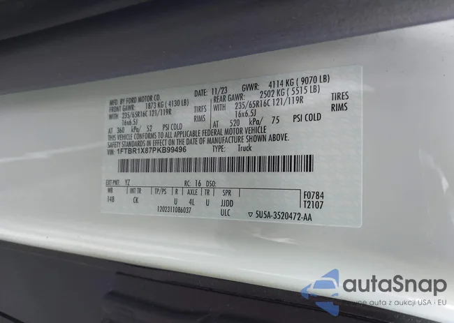 1FTBR1X87PKB99496: 42831103