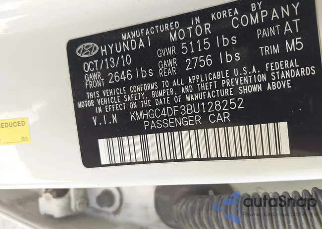 KMHGC4DF3BU128252: 42831309