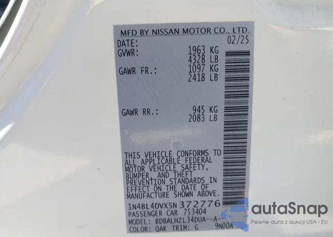 1N4BL4DVXSN372776: 42830683