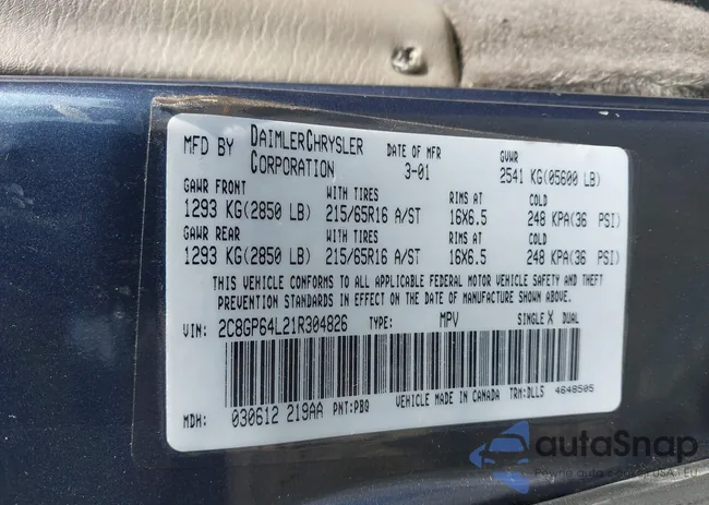 2C8GP64L21R304826: 42830784