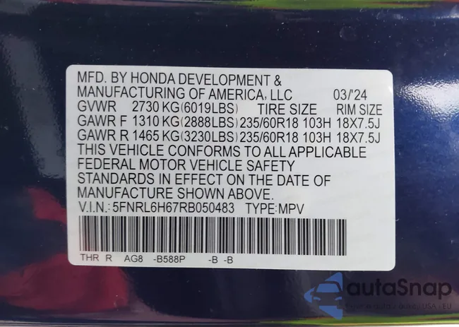 5FNRL6H67RB050483: 42831889