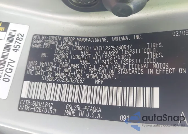 5TDBK22C29S027667: 42832099