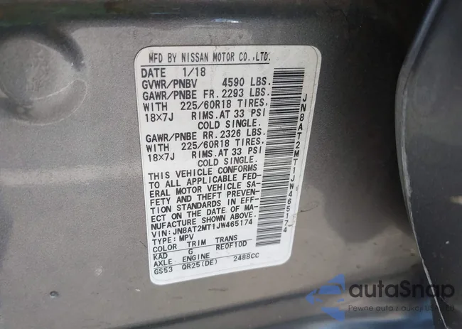 JN8AT2MT1JW465174: 42832170