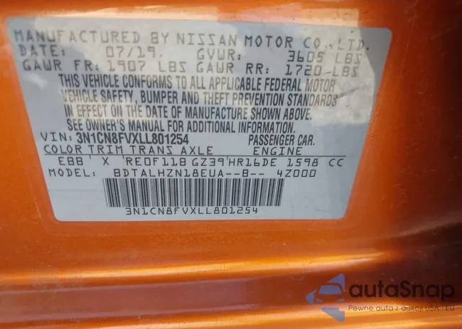 3N1CN8FVXLL801254: 42832174