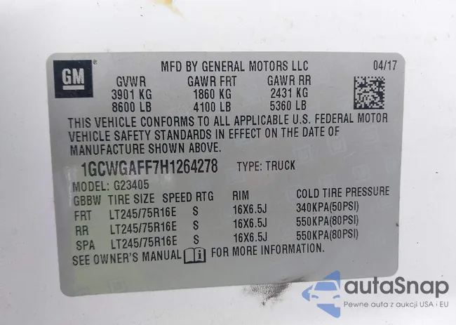 1GCWGAFF7H1264278: 42832190