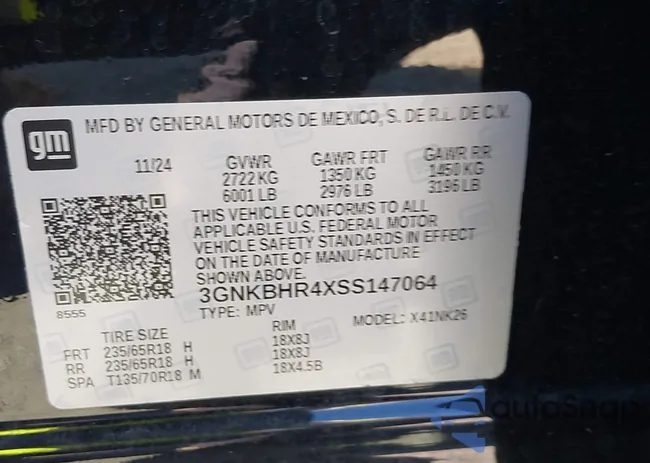 3GNKBHR4XSS147064: 42832284