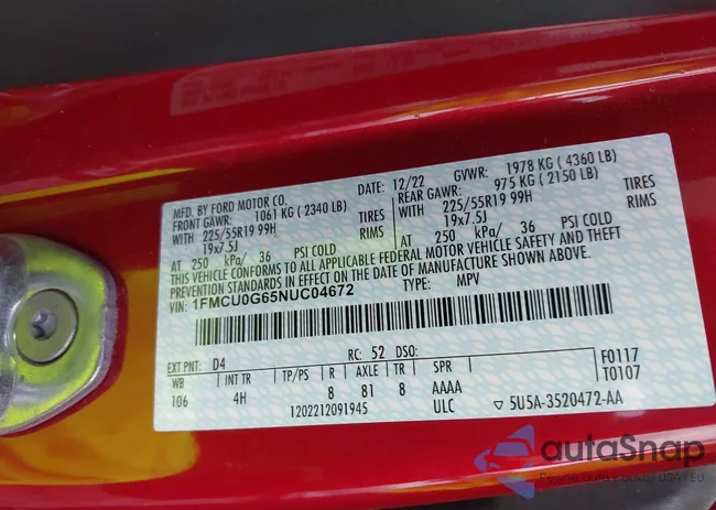 1FMCU0G65NUC04672: 42832438