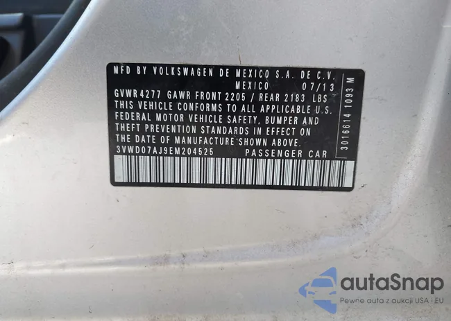 3VWD07AJ9EM204525: 42831600