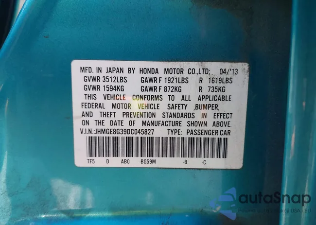 JHMGE8G39DC045827: 42831730