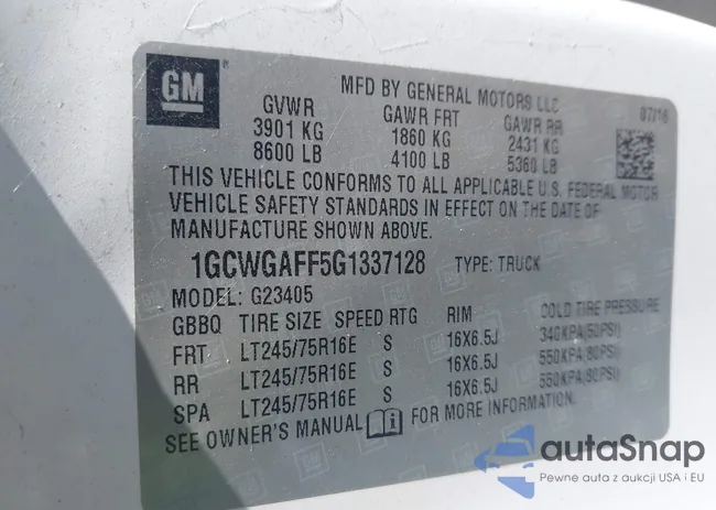 1GCWGAFF5G1337128: 42831733