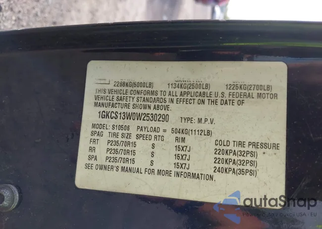 1GKCS13W0W2530290: 42831830