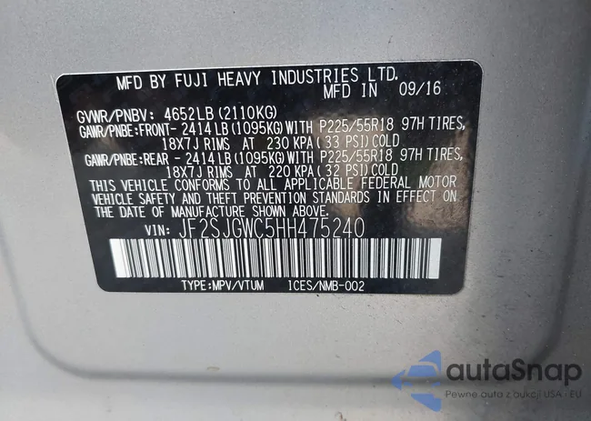 JF2SJGWC5HH475240: 42833045