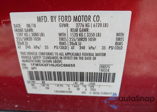 1FM5K8FH6JGC66655: 42833096