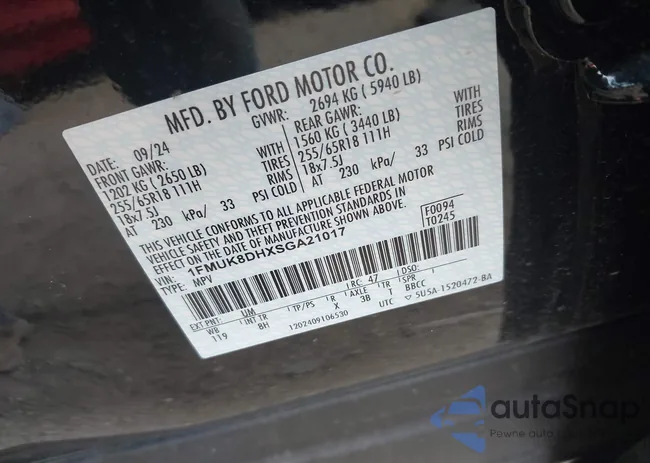 1FMUK8DHXSGA21017: 42833151