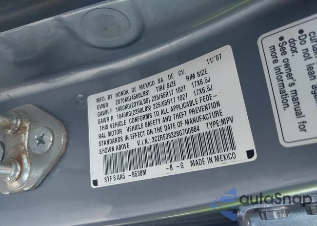 3CZRE38328G700984: 42833278