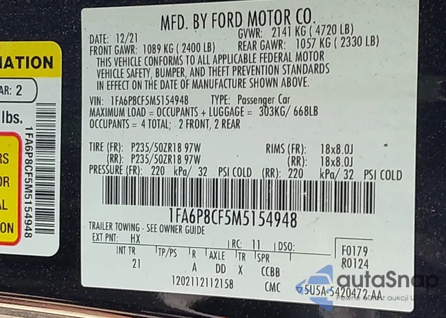 1FA6P8CF5M5154948: 42833324