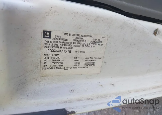 1GCGG25V051154199: 42832510