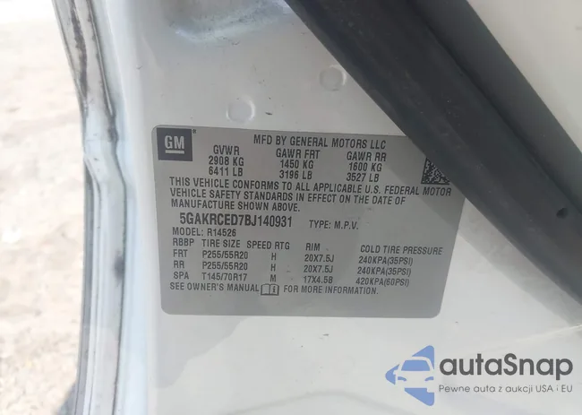 5GAKRCED7BJ140931: 42834058