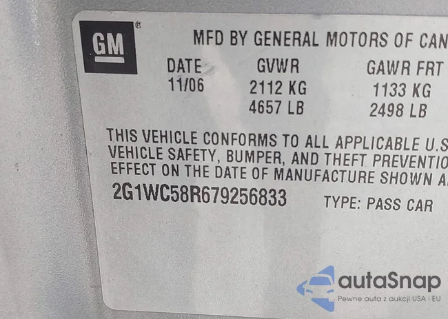 2G1WC58R679256833: 42834075