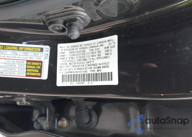 2HKRM3H39EH531560: 42834110