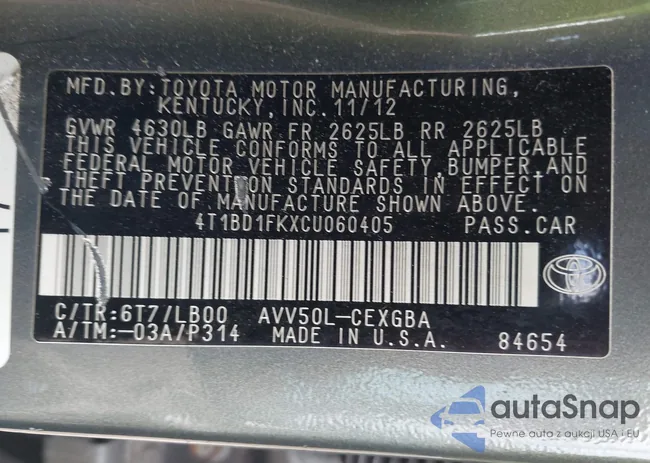 4T1BD1FKXCU060405: 42834178