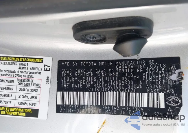 2T1BU40E29C030670: 42834260