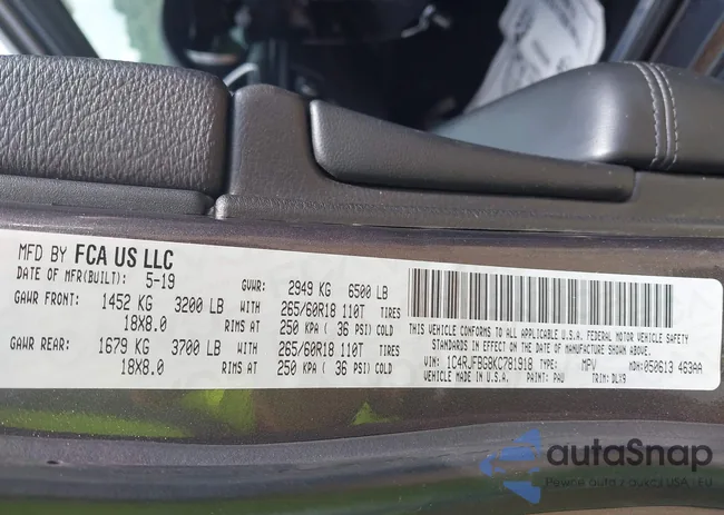 1C4RJFBG8KC781918: 42834265