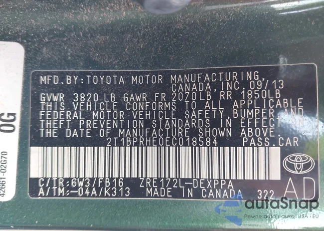 2T1BPRHE0EC018584: 42834342