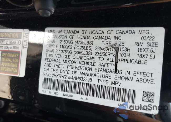 2HKRW2H54NH632298: 42833497