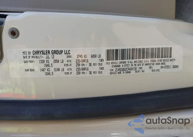 2C4RDGBG2CR420156: 42833547