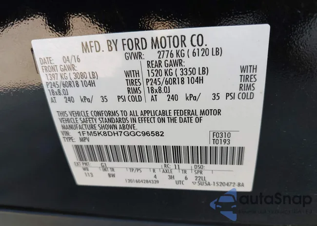 1FM5K8DH7GGC96582: 42833552