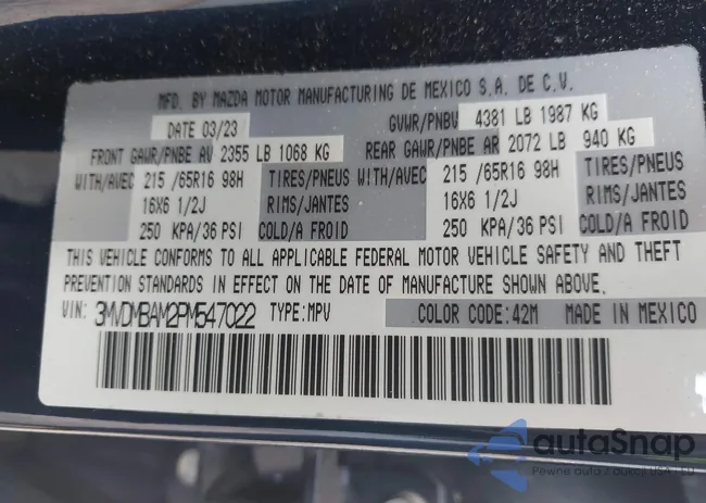 3MVDMBAM2PM547022: 42833592