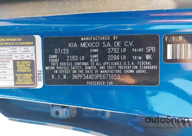 3KPF54AD3PE671653: 42833675