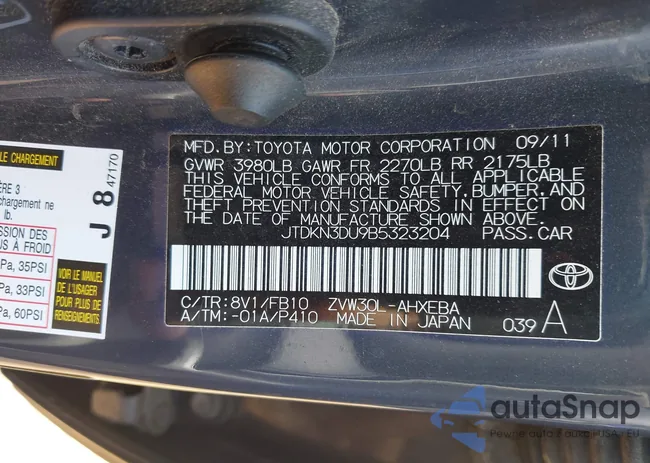 JTDKN3DU9B5323204: 42834852