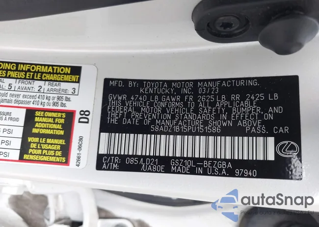 58ADZ1B15PU151586: 42835009