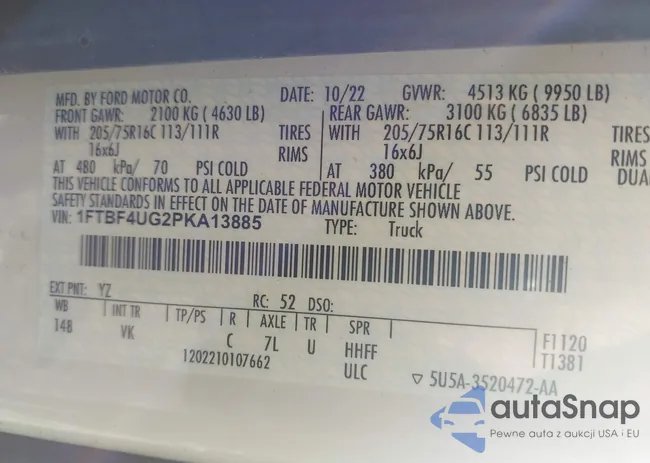 1FTBF4UG2PKA13885: 42835108