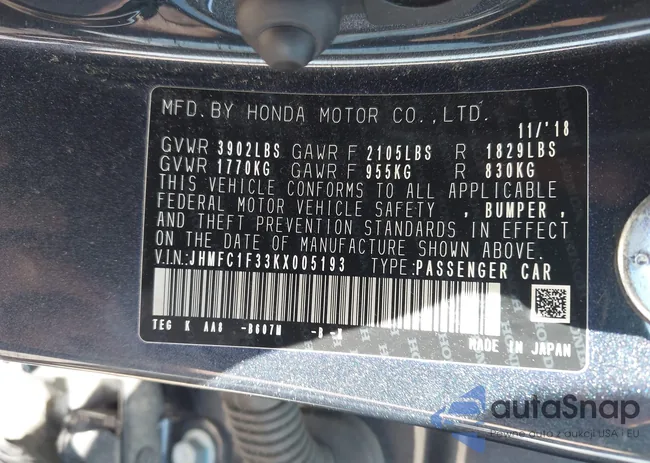 JHMFC1F33KX005193: 42834547