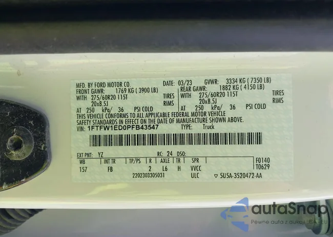 1FTFW1ED0PFB43547: 42834556