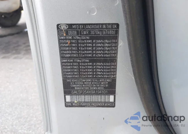 SALSF254X9A194101: 42835957