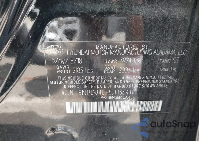 5NPD84LF8JH364110: 42836173