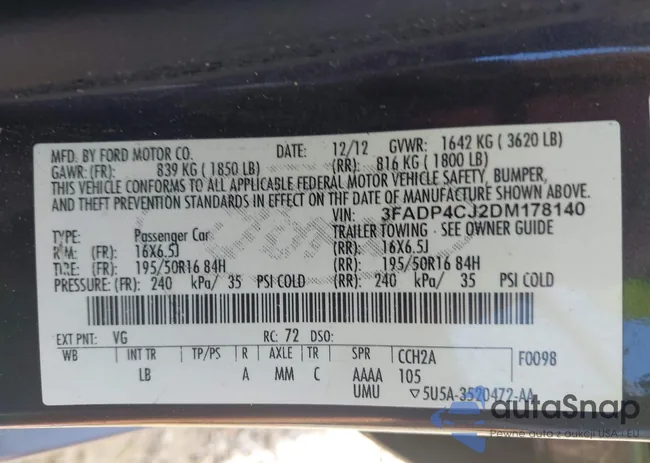 3FADP4CJ2DM178140: 42835657