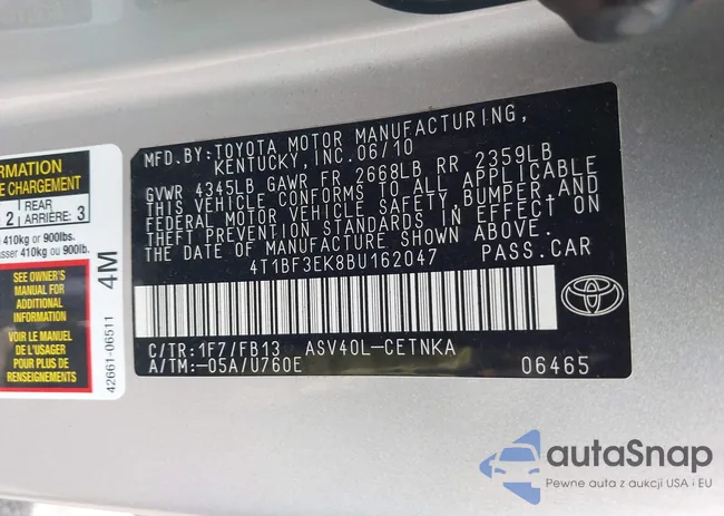 4T1BF3EK8BU162047: 42835695