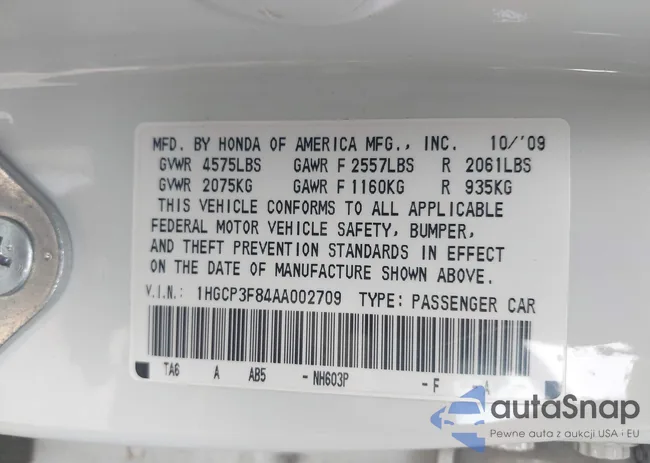 1HGCP3F84AA002709: 42836465