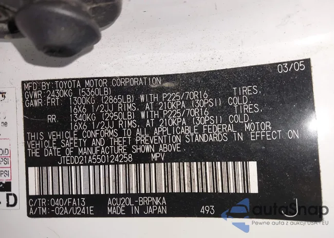 JTEDD21A550124258: 42836745