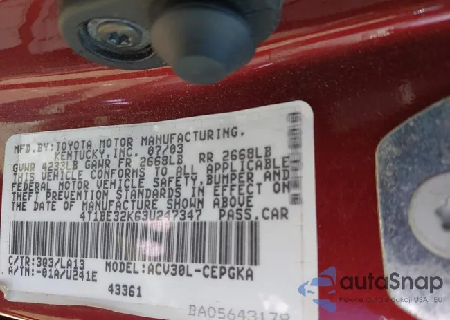 4T1BE32K63U247347: 42836788