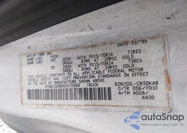 4TAVL52N0XZ472509: 42838081