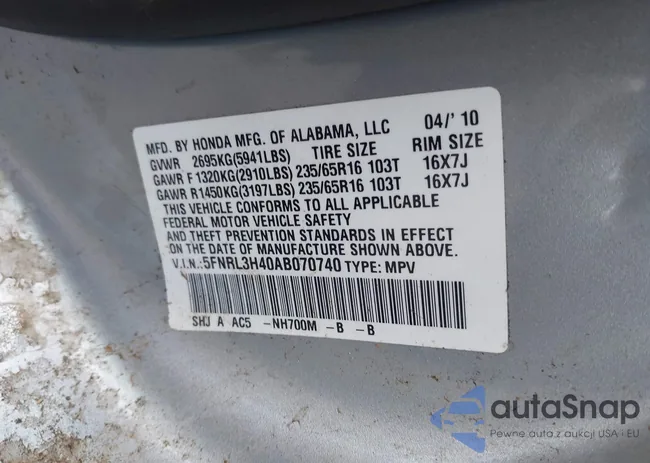 5FNRL3H40AB070740: 42838447