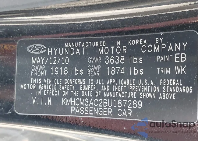 KMHCM3AC2BU187289: 42837459