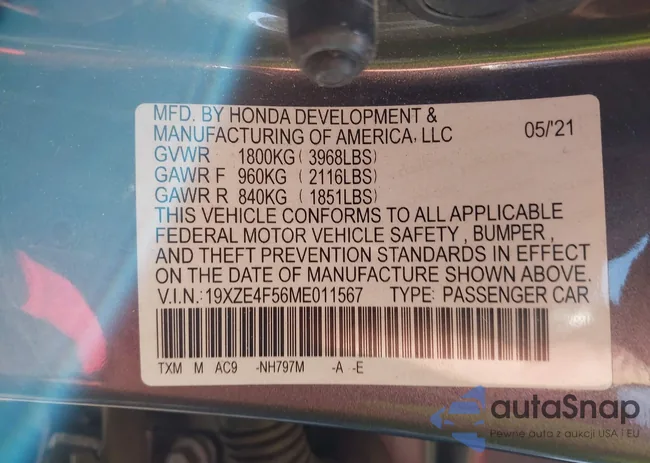 19XZE4F56ME011567: 42837666